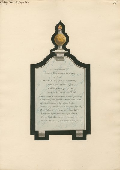 Památník Rebecce manželce Johna Warda z Ealing Church od Daniel Lysons