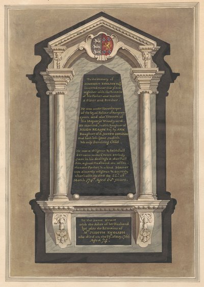 Památník Somerset English, jeho manželka Judith, jeho matka, jeho otec, sestra a bratr z Hampton Church od Daniel Lysons