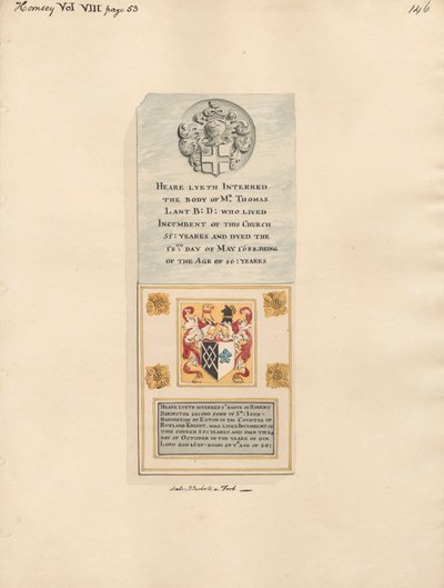 Památník Thomase Lanta také Robertu Haringtonovi z Hornsey Church od Daniel Lysons