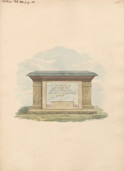 Hrob Johna Evanse z Feltham Church od Daniel Lysons