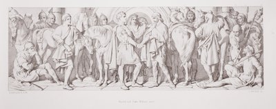 Harold a Duke William se setkávají, z „Příběhu o dobytí Normanů“, vyryl L. Gruner, 1866 od Daniel Maclise