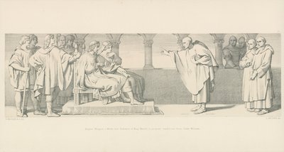 Mnich Hugues Maigrot má audienci u krále Harolda, aby navrhl podmínky vévody Viléma. od Daniel Maclise