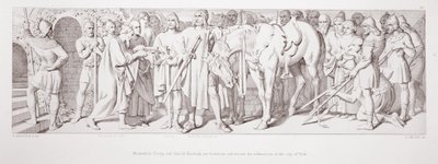 Mezitím Tostig a Harold Hardrada zvítězí a obdrží odevzdání města York z „Příběhu normanského dobytí“, vyryl L. Gruner, 1866 od Daniel Maclise