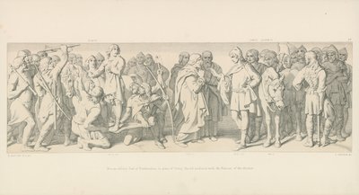 Morcar, zvolený hrabě z Northumbrie, místo Tostiga, Harold zprostředkovává s Nuneios z voleb od Daniel Maclise