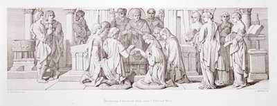 Manželství Harolda s Aldyth, sestrou Edwina a Morcara, z „Příběhu o dobytí Normanů“, vyryl L. Gruner, 1866 od Daniel Maclise