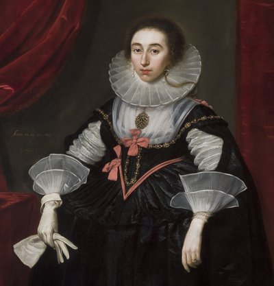 Detail portrétu Elizabeth Cavendish, 1624 od Daniel Mytens