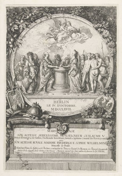 Alegorie svatby Viléma V. a Wilhelminy Pruské, 1767 Mariage de Son Altesse Serenissime Monseigneur Guilaume V. Prince d