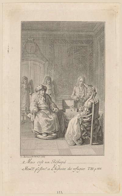 Strana z „Mémoires [...] des réfugiés“, třetí svazek od Daniel Nikolaus Chodowiecki