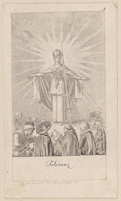 Tolerance, list 3 ze série „Šest velkých událostí předposledního desetiletí“ od Daniel Nikolaus Chodowiecki