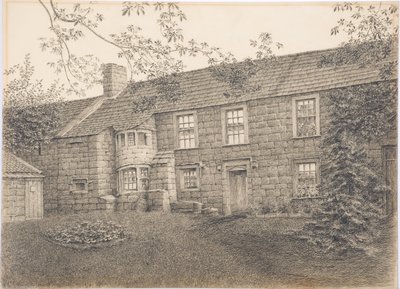 Old House at Corby, Northumberland, cca 1916 (uhlí na kartě) od Daniel Oliver