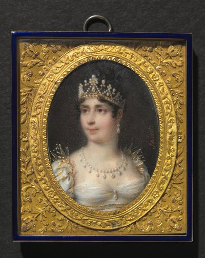 Portrét Joséphine de Beauharnais, císařovny francouzské, kolem roku 1806 (akvarel na slonovině v rámu ze zlaceného kovu a smaltu) od Daniel Saint