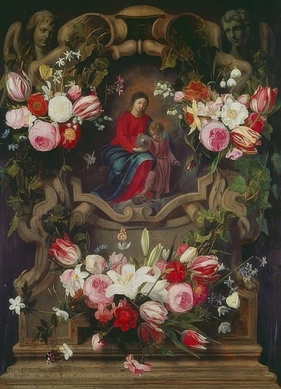 Květinový věnec s Madonnou a dítětem od Daniel Seghers