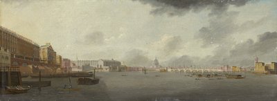 Pohled na Temži při pohledu na východ s Adelphi, Somerset House a katedrálou svatého Pavla, kolem roku 1806 od Daniel Turner