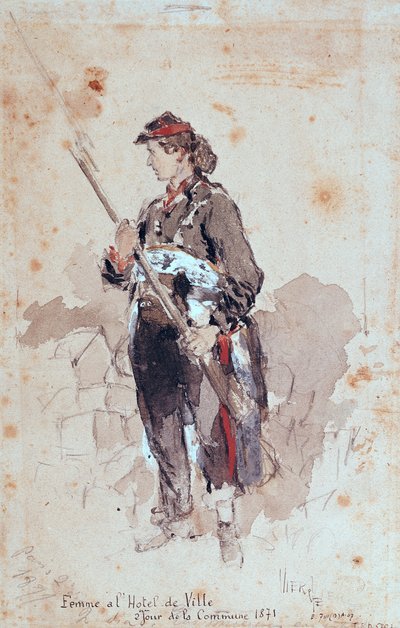 Žena v Hotel de Ville, Druhý den Pařížské komuny, 1871 od Daniel Urrabieta Vierge