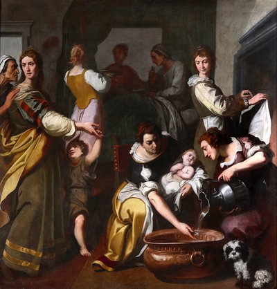 Život Panny Marie: „Narození Marie““ Obraz Daniele Crespi (1598-1630) Museo della Basilica di Santa Maria Assunta, Gallarate, Itálie ze 17. století od Daniele Crespi