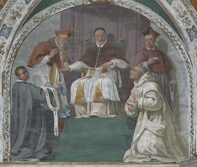 Papež schvalující kartuziánský řád (freska) od Daniele Crespi