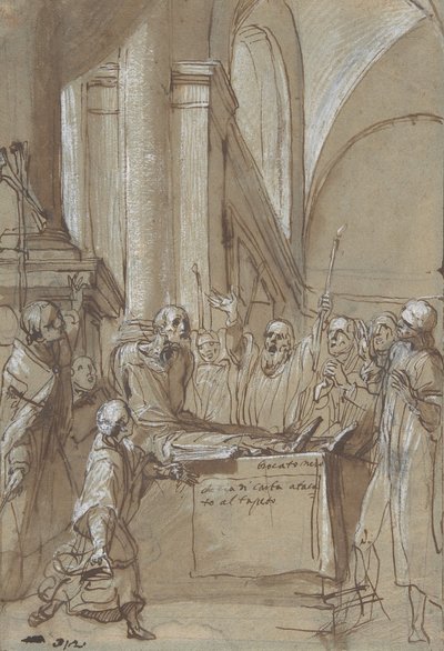Raymond Diocrès během svého pohřbu ze života svatého Bruna z Kolína nad Rýnem, 1628-29. od Daniele Crespi