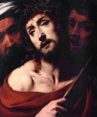 Posměch Kristu Tvář trpícího Krista má trny. Obraz Daniele Crespi (1598-1630) Bazilika San Giovanni ze 17. století, Busto Arsizio Itálie od Daniele Crespi