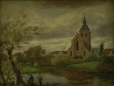 Kostel svatého Knuda u řeky v Odense. Podzim od Dankvart Dreyer