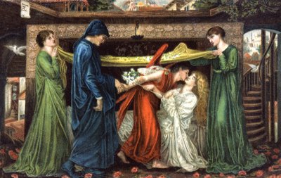 Dante Alighieri se setkává s Beatrice, cca 1900 (pohlednice) od Dante Gabriel (after) Rossetti
