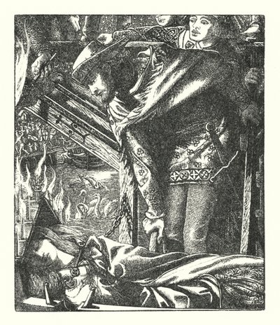 The Lady of Shalott (rytina) od Dante Gabriel (after) Rossetti