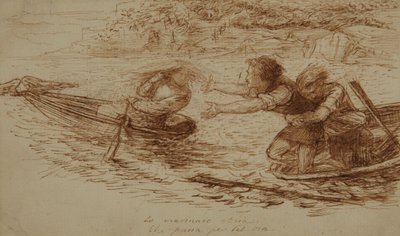 Boatmen and Siren, c.1853 (pero a inkoust na papíře) od Dante Gabriel Charles Rossetti