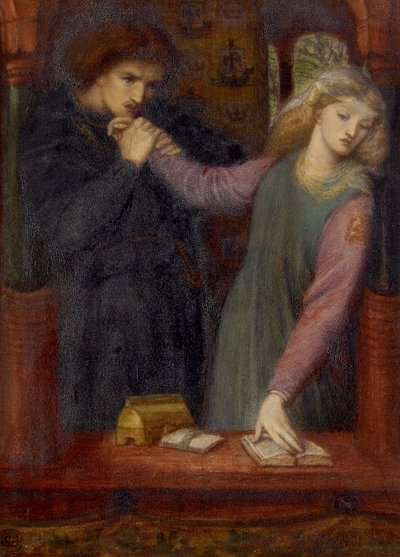 Hamlet a Ofélie, 1866 (akvarel a arabská guma na papíře) od Dante Gabriel Charles Rossetti