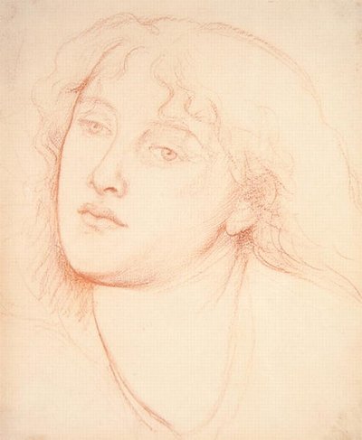 Hlava ženy (červená křída na papíře) od Dante Gabriel Charles Rossetti