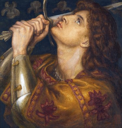 Johanka z Arku (1412-1431) líbající meč vysvobození - Johanka z Arku od Rossetti, Dante Gabriel (1828-1882) od Dante Gabriel Charles Rossetti