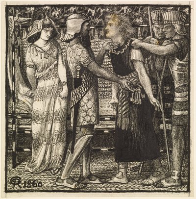 Joseph obvinil Before Potiphar (Dokončená kompozice) od Dante Gabriel Charles Rossetti