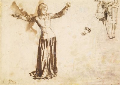 Launcelot ve svatyni Svatého Grálu, 1857, Studie pro Guenevere od Dante Gabriel Charles Rossetti
