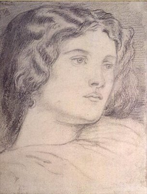 Portrét hlavy Fanny Cornforth, kolem 1862-5 (tužka) od Dante Gabriel Charles Rossetti