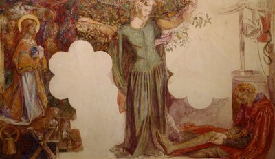 Sir Lancelot svým hříchem zabránil vstupu do kaple Svatého Grálu od Dante Gabriel Charles Rossetti