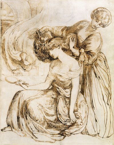 Studie pro Desdemoninu píseň smrti: Othello, dějství IV, Sc. III, od Dante Gabriel Charles Rossetti