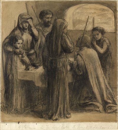 Pesach v domácnosti Josefa a Zachariáše, 50. léta 19. století od Dante Gabriel Rossetti
