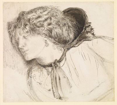 Nalezeno - Studie pro hlavu dívky od Dante Gabriel Rossetti