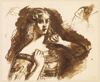 Půdorysná skica mladé ženy od Dante Gabriel Rossetti