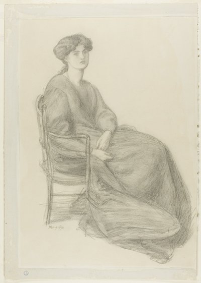 Paní William Morris sedí v křesle od Dante Gabriel Rossetti