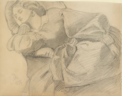 Ruth Herbert spí, 1858 od Dante Gabriel Rossetti