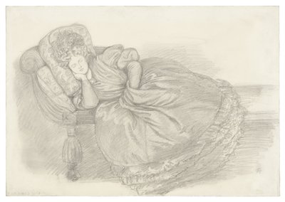 Studie Fanny Cornforthové, spící na lenošce od Dante Gabriel Rossetti