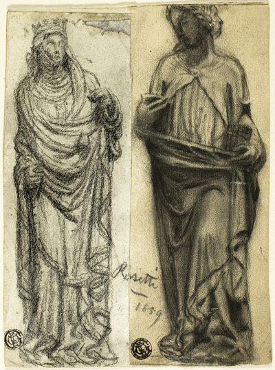 Dvě studie středověkého sochařství od Dante Gabriel Rossetti
