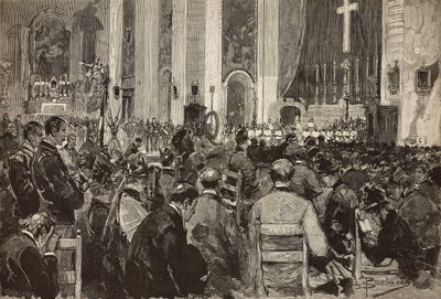 Obsequies for dead v Dogali v kostele Sant Andrea della Valle, Řím, rytina z kresby Dante Paolocci, z L