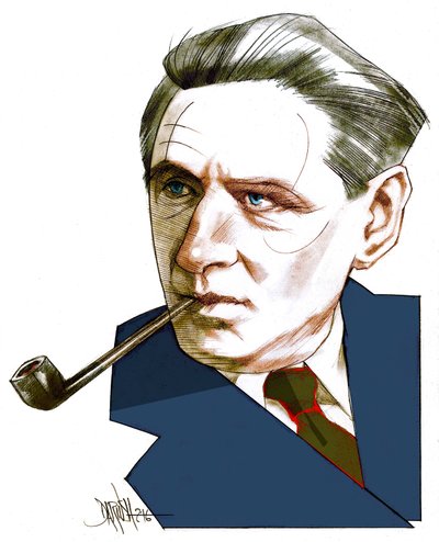 Broch Hermann, 2016 (digitální kresba barevnou tužkou) od Dariush Radpour