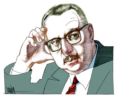 Giorgio Manganelli, 2021 (digitální kresba barevnou tužkou) od Dariush Radpour