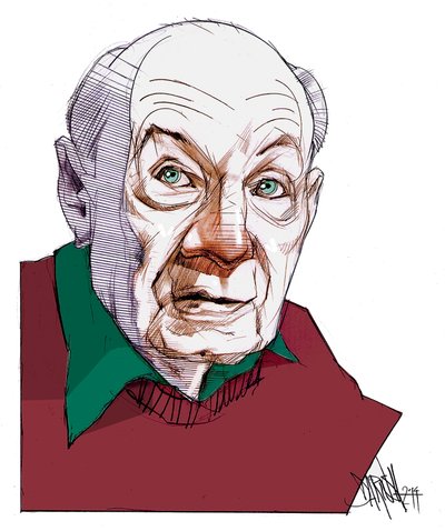 Gustave Thibon, 2014 (digitální kresba barevnou tužkou) od Dariush Radpour