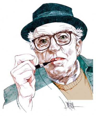 Luigi Malerba, 2020 (digitální kresba barevnou tužkou) od Dariush Radpour