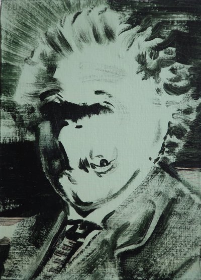 Einstein, 2013 (akryl na desce) od Darren Coffield