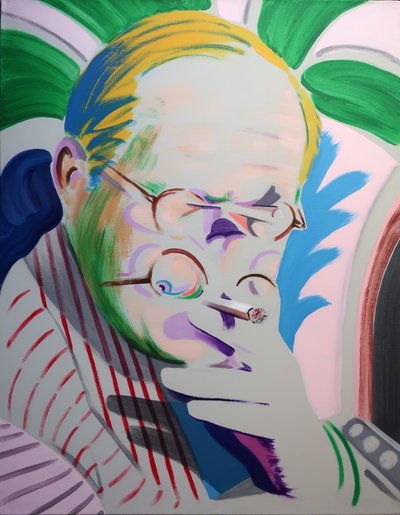 Hockney se nadechuje, 2013 (akryl na plátně) od Darren Coffield