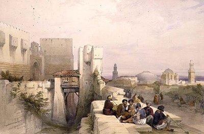 Citadela v Jeruzalémě, 19. dubna 1841, deska 24 ze svazku I knihy „Svatá země“, vyryla hospodou Louis Haghe (1806-85). 1842 (litho) od David (after) Roberts