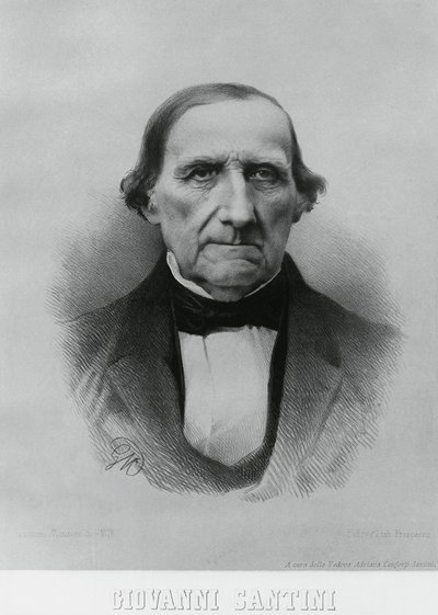 Portrét Giovanniho Santiniho (1787-1877), italského astronoma, matematika a vědce od John Ward Dunsmore